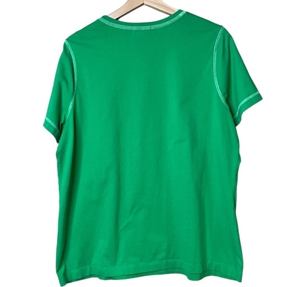 LANDS END Cotton / Poly blend Short Sleeve Green Tee Contrast Stitching US Sz 1X - Picture 4 of 10